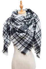 BEAUTIFUL I AM Plaid Raw Hem Polyester Scarf