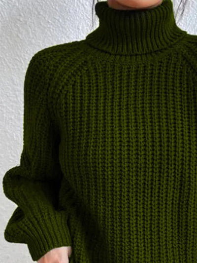 BEAUTIFUL I AM Full Size Turtleneck Rib-Knit Slit Sweater