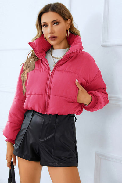 BEAUTIFUL I AM Zip-Up Winter Jacket Coat with Pockets