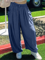 BEAUTIFUL I AM Drawstring Pocketed Wide Leg Pants