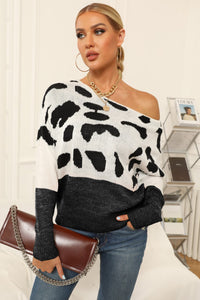 BEAUTIFUL I AM Full Size Two-Tone Boat Neck Sweater