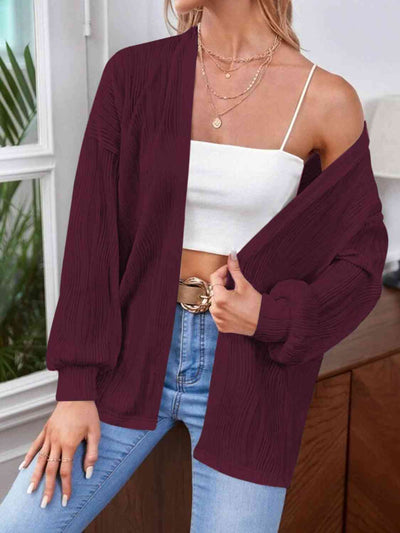 BEAUTIFUL I AM Open Front Lantern Sleeve Cardigan