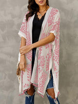 BEAUTIFUL I AM Printed Open Front Slit Cardigan