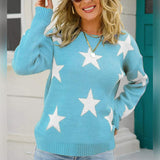 BEAUTIFUL I AM Star Pattern Round Neck Sweater