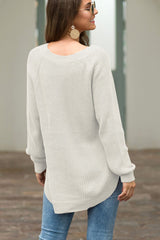 BEAUTIFUL I AM Round Neck Ribbed Knit Top Shirt