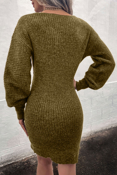 BEAUTIFUL I AM Ribbed Long Sleeve Sweater Dress