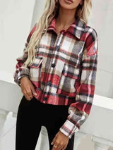 BEAUTIFUL I AM Plaid Collared Neck Button Down Jacket