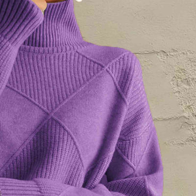 BEAUTIFUL I AM Geometric Turtleneck Long Sleeve Sweater