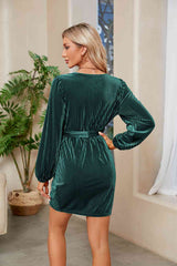 BEAUTIFUL I AM Ribbed Tie Front Mini Dress