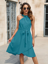 BEAUTIFUL I AM Tied Round Neck Sleeveless Dress