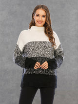 BEAUTIFUL I AM Color Block Turtleneck Sweater