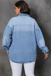 BEAUTIFUL I AM Plus Size Button Up Pocketed Denim Shirt