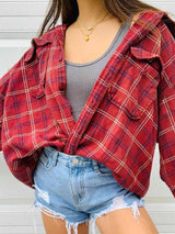 BEAUTIFUL I AM Plaid Button Front Shirt with Pockets