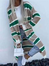 BEAUTIFUL I AM Striped Open Front Longline Cardigan