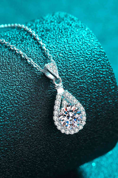 BEAUTIFUL I AM 2 Carat Moissanite Teardrop Jewelry Pendant 925 Sterling Silver Necklace