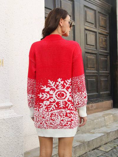 BEAUTIFUL I AM Snowflake Pattern Sweater Dress