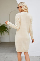 BEAUTIFUL I AM Cable-Knit Long Sleeve Sweater Dress