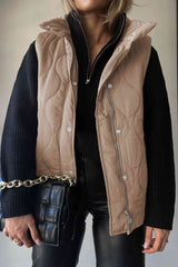 BEAUTIFUL I AM Collared Neck Vest Jacket with Pockets