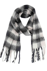 BEAUTIFUL I AM Plaid Fringe Detail Polyester Scarf