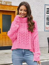 BEAUTIFUL I AM Turtle Neck Cable-Knit Sweater