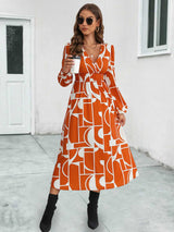 BEAUTIFUL I AM Surplice Neck Long Sleeve Midi Dress