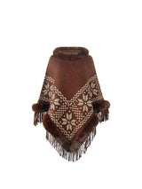 BEAUTIFUL I AM Fringe Geometric Cape Sleeve Poncho