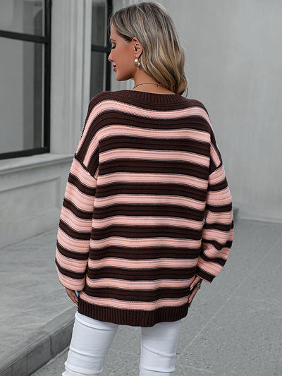 BEAUTIFUL I AM Striped Dropped Shoulder Sweater