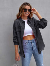 BEAUTIFUL I AM Distressed Drop Shoulder Denim Jacket