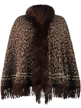 BEAUTIFUL I AM Leopard Fringe Hem Poncho