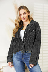 BEAUTIFUL I AM Raw Hem Button Down Jacket