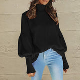 BEAUTIFUL I AM Turtleneck Lantern Sleeve Dropped Shoulder Sweater