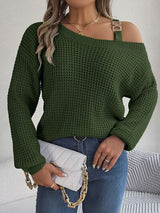 BEAUTIFUL I AM Asymmetrical Neck Long Sleeve Sweater