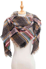 BEAUTIFUL I AM Plaid Raw Hem Polyester Scarf