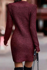 BEAUTIFUL I AM Rib-Knit Round Neck Sweater Dress