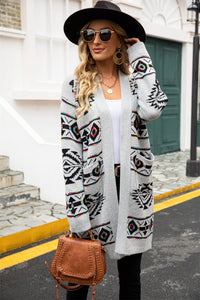 BEAUTIFUL I AM Printed Long Sleeve Cardigan with Pocket