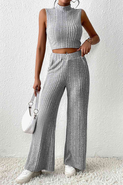 BEAUTIFUL I AM Mock Neck Tank and Pants Set