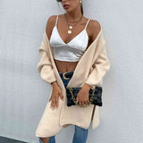 BEAUTIFUL I AM Open Front Slit Long Sleeve Cardigan