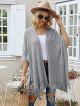 BEAUTIFUL I AM Fringe Hem Open Front Cardigan