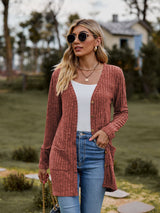 BEAUTIFUL I AM Ribbed Button-UP Cardigan with Pockets