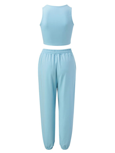 BEAUTIFUL I AM Wide Strap Top and Drawstring Joggers Set