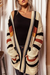 BEAUTIFUL I AM Striped Open Front Longline Cardigan