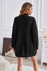 BEAUTIFUL I AM Exposed Seam Mock Neck Slit Sweater