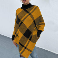 BEAUTIFUL I AM Plaid Turtleneck Poncho