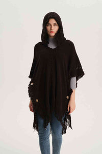 BEAUTIFUL I AM Fringe Hem Hooded Poncho