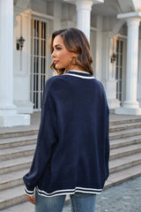 BEAUTIFUL I AM Buttoned V-Neck Long Sleeve Cardigan