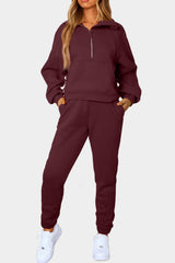 BEAUTIFUL I AM Half-Zip Sports Active Wear Set with Pockets