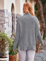 BEAUTIFUL I AM Mock Neck Dropped Shoulder Sweater