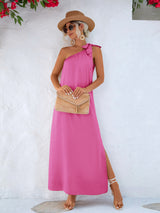 BEAUTIFUL I AM One-Shoulder Slit Maxi Dress