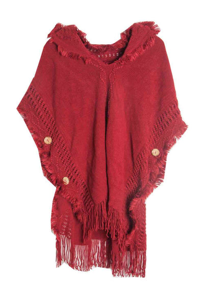 BEAUTIFUL I AM Fringe Hem Hooded Poncho