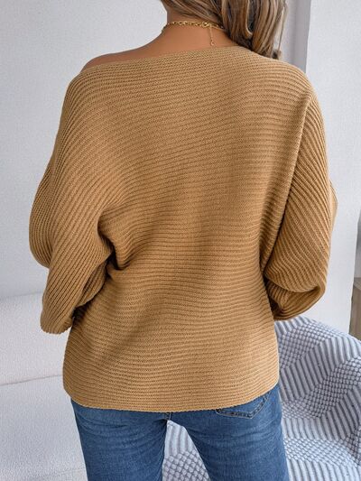 BEAUTIFUL I AM One-Shoulder Lantern Sleeve Sweater